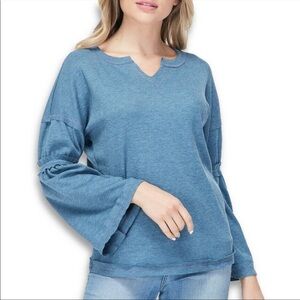 baea Flare Sleeve Womens Thermal Top Nordstrom Blue Waffle Knit